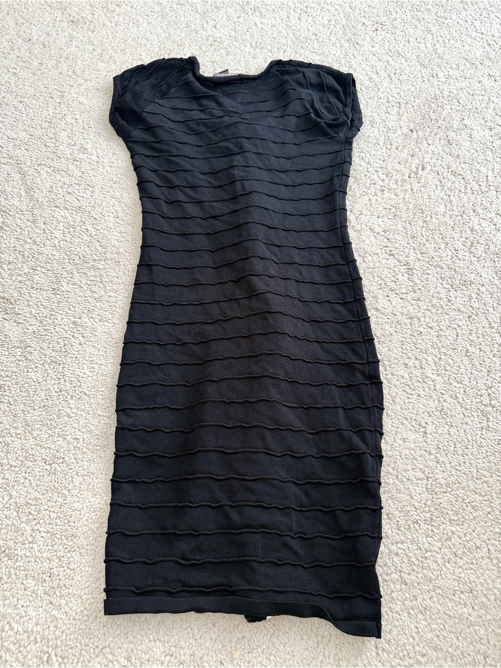 Black Ribbed Zip-Front Mini BodyCon Dress - Picture 4 of 5